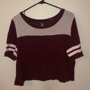 Maroon jersey style crop top
